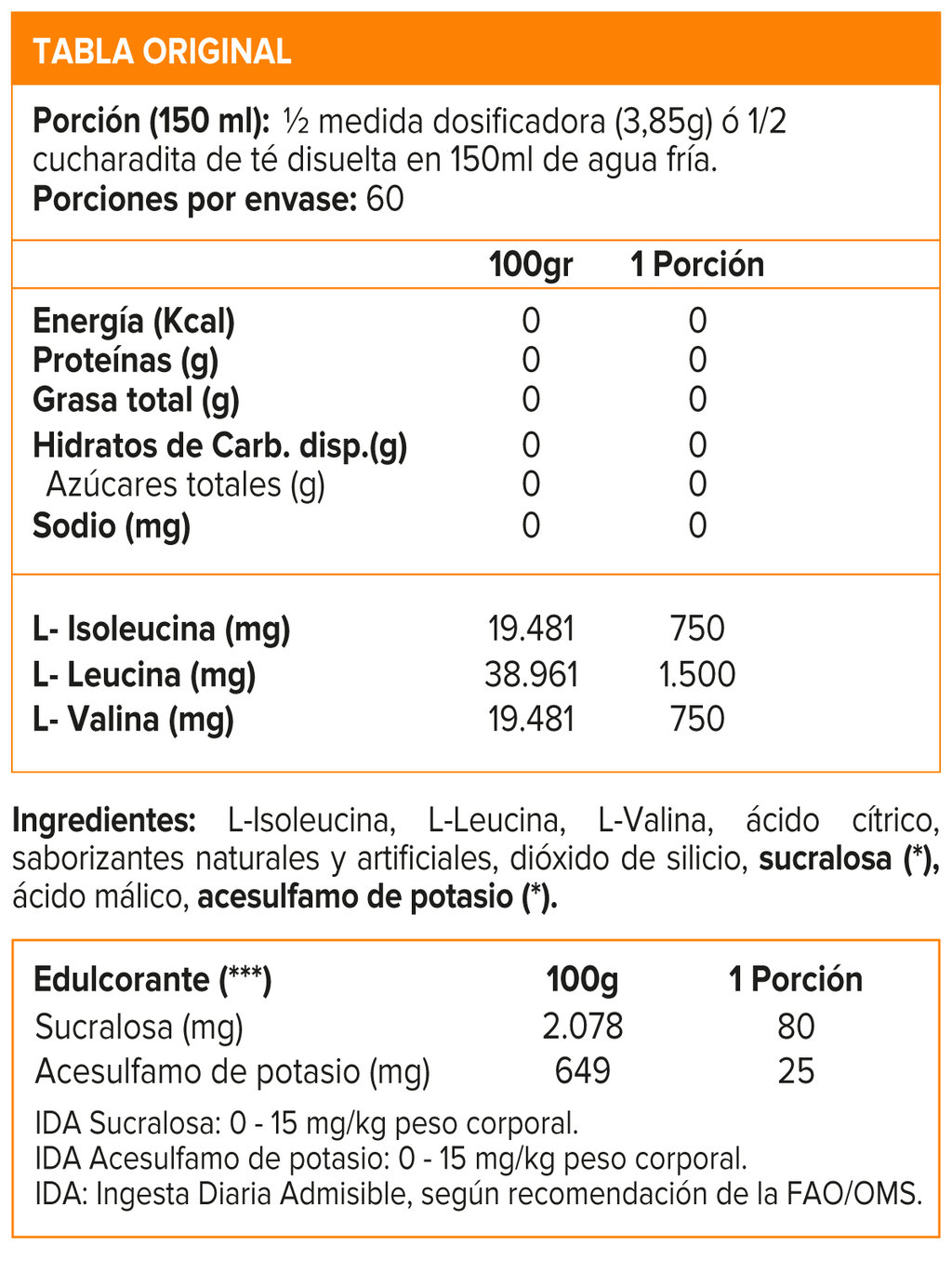 BCAA 6000, Aminoácidos (255 gr) - Original