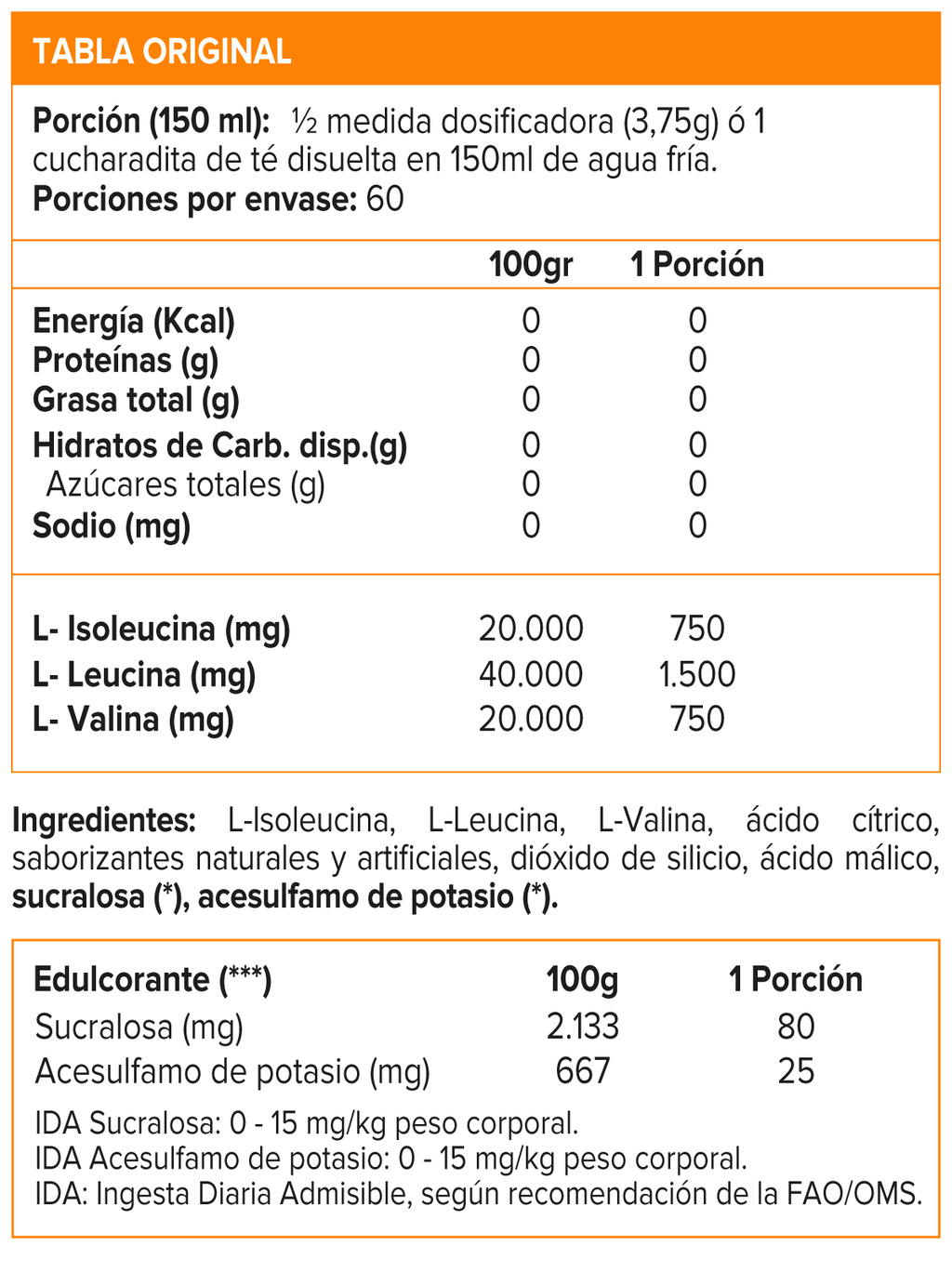BCAA 6000, Aminoácidos (255 gr) - Original