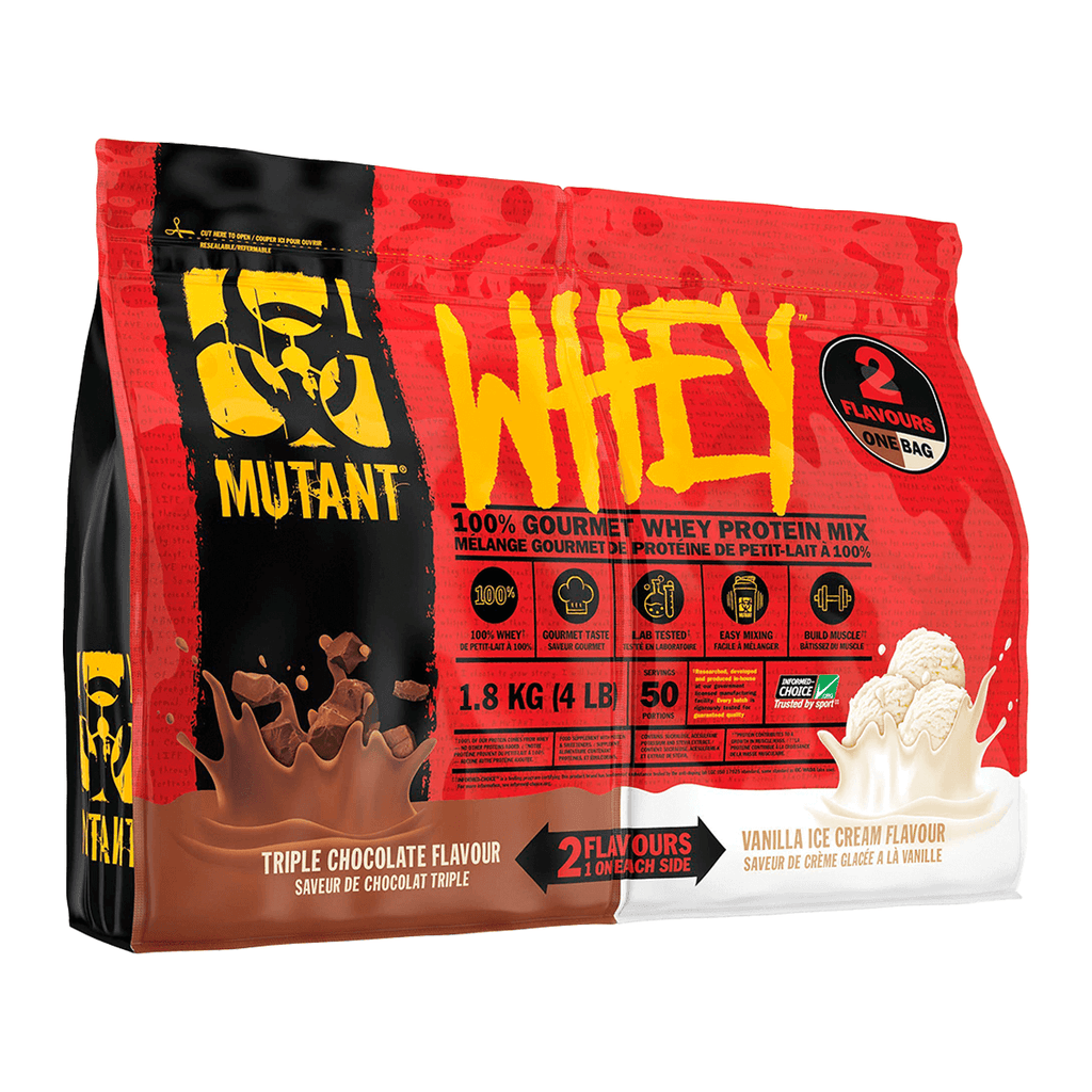 100% WHEY DUAL 4 LB, TRIPLE CHOCOLATE/VANILLA ICE CREAM MTANT
