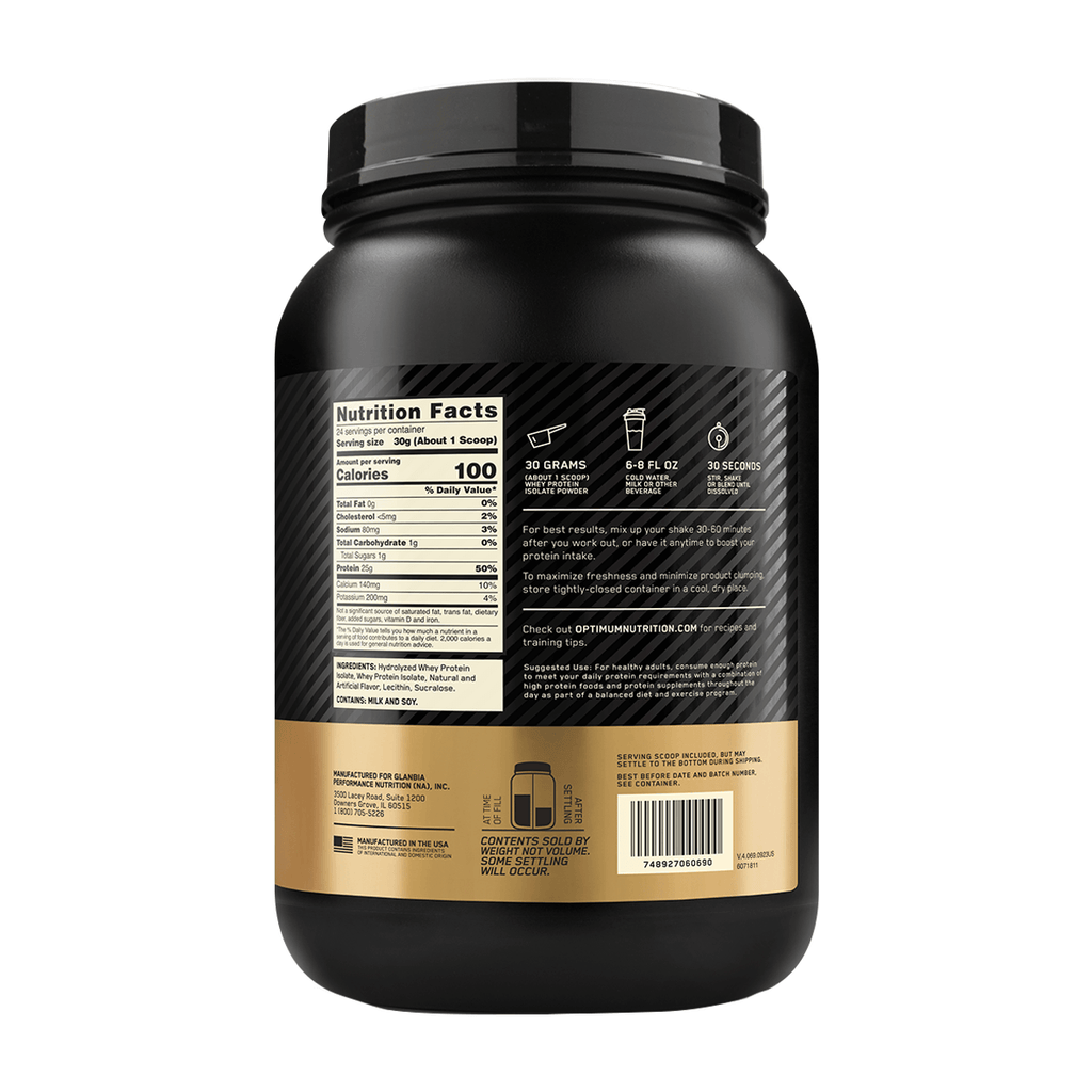 GOLD STANDARD 100% ISOLATE VAINILLA GF - 1.58 LB, ON