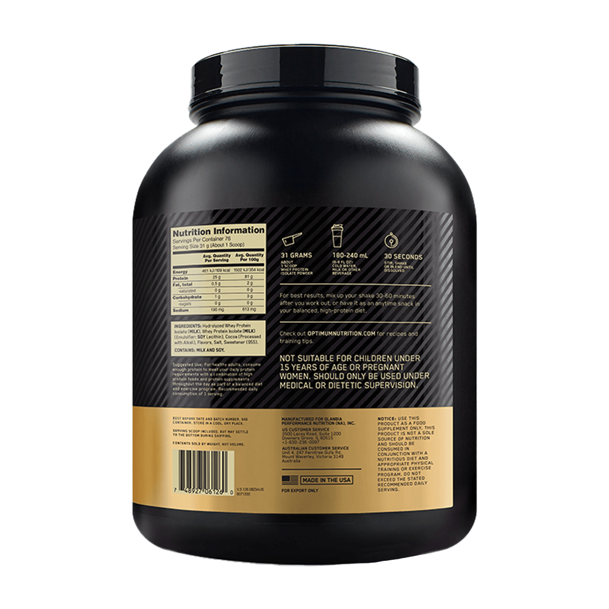 Isolate Gold Standard, Optimum Nutrition Whey Protein 5 Lb