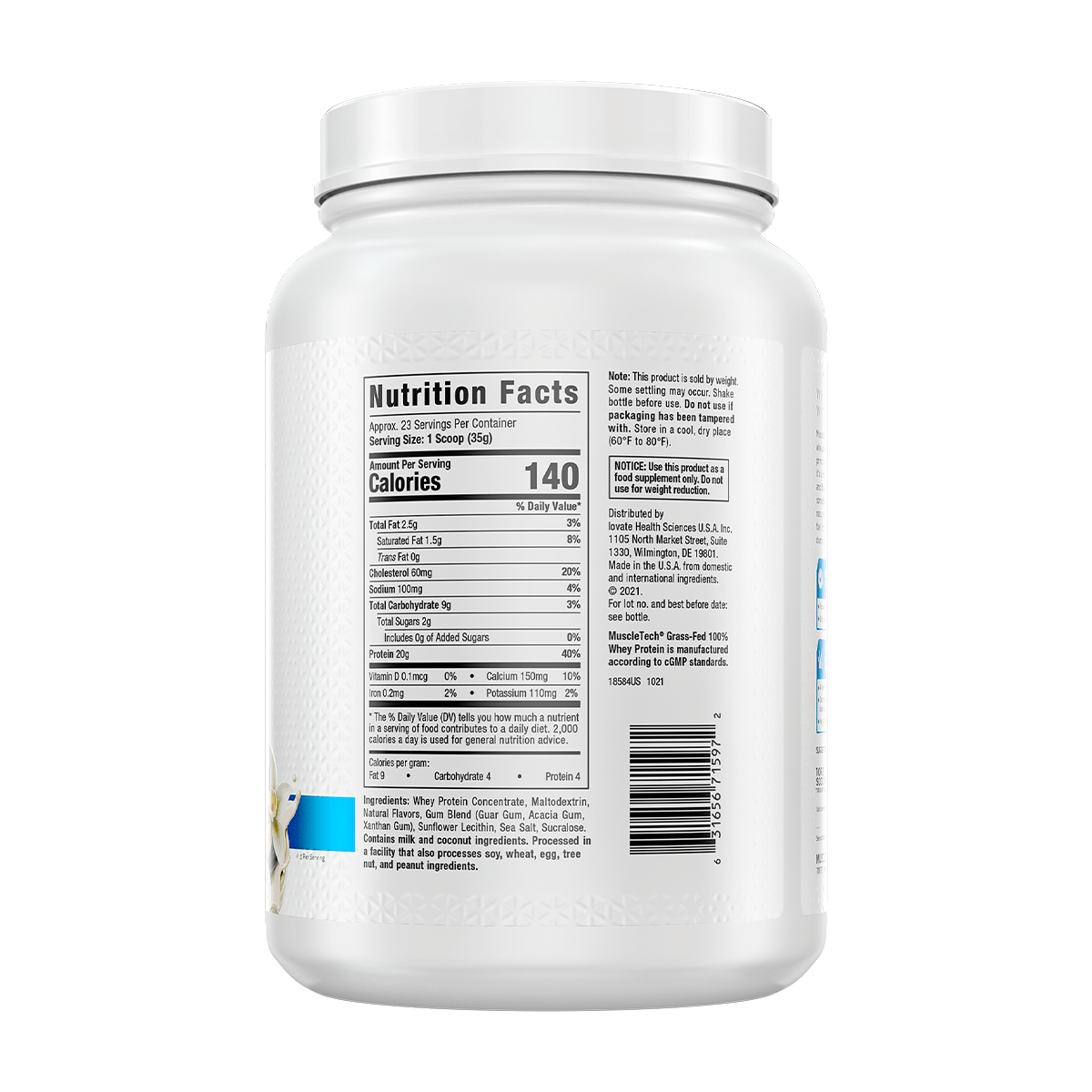 GRASS-FED 100% WHEY PROTEIN 1.8 LB, MTECH