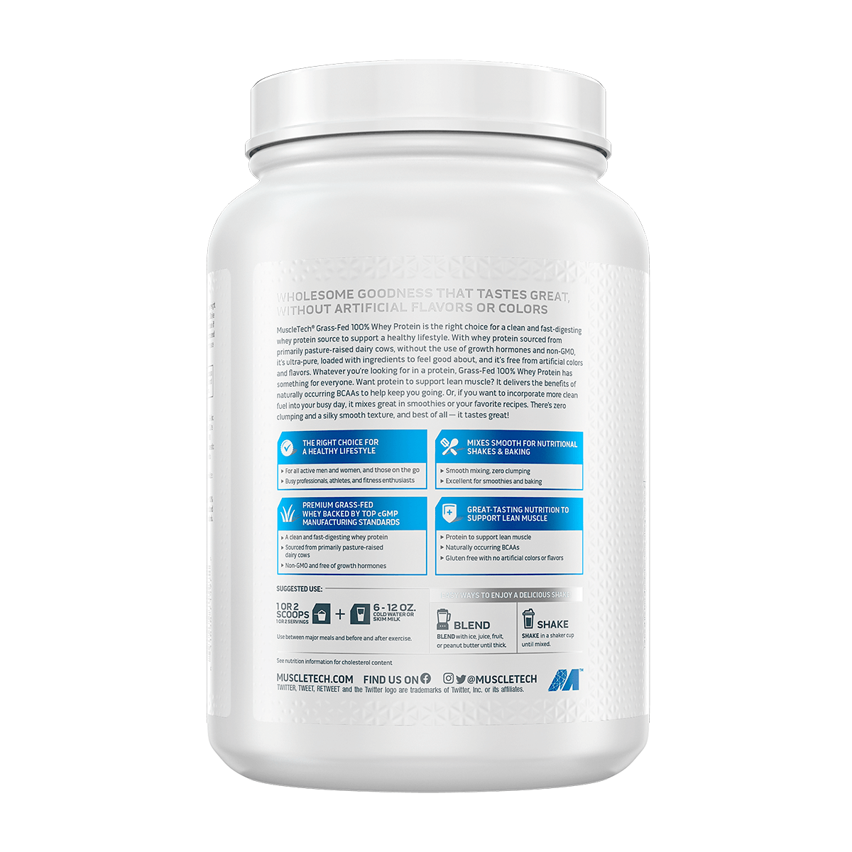 GRASS-FED 100% WHEY PROTEIN 1.8 LB, MTECH